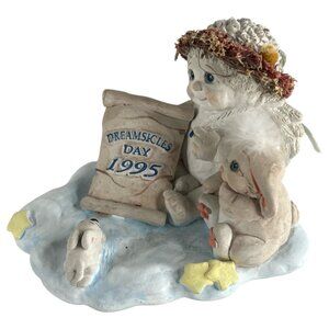 Dreamsicles Day 1995 Event Cherub Figurine With Bunny & Scroll Cast Art Vintage